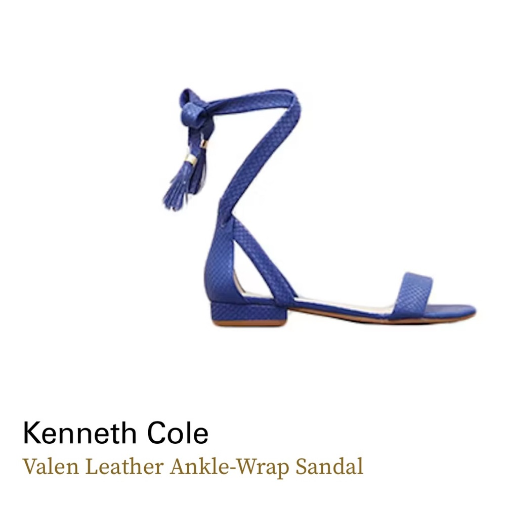 Kenneth Cole Women’s Valen Blue Snakeskin Leather Gladiator Sandals Size‎ 8M